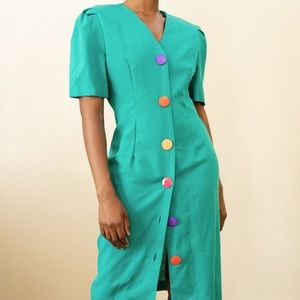 Vintage Periwinkle  Colorful Button Dress